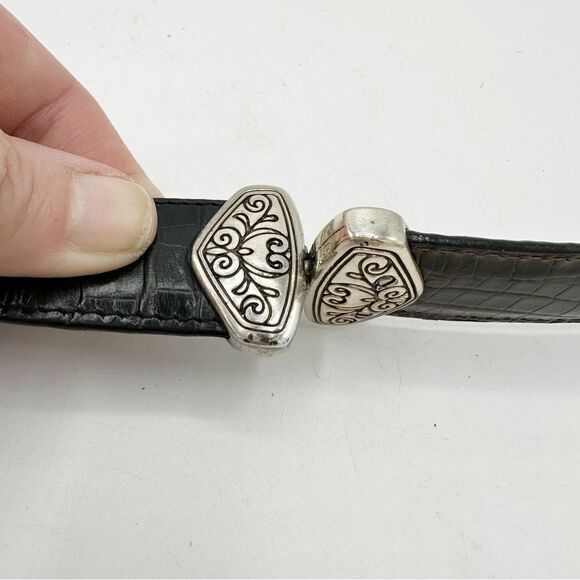 Vintage Y2K Brighton Brown & Black Reversible Croc Embossed Leather Belt Medium‎ - Picture 7 of 12